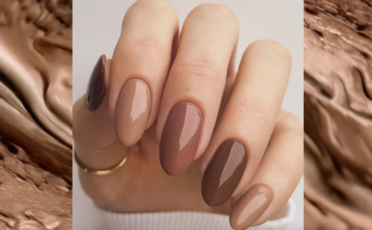 Diseños de uñas Mocha Mousse, el color del año 2025 de Pantone